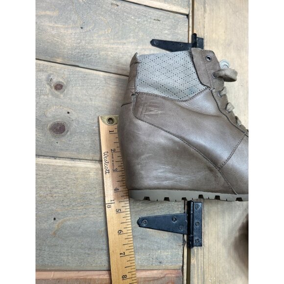 Merrell Womens Wedge Ankle Boots Size 8 Khaki Gray Leather & Suede - Picture 7 of 11